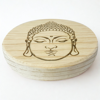 Portaincienso de Madera con Diseño de Buda Grabado